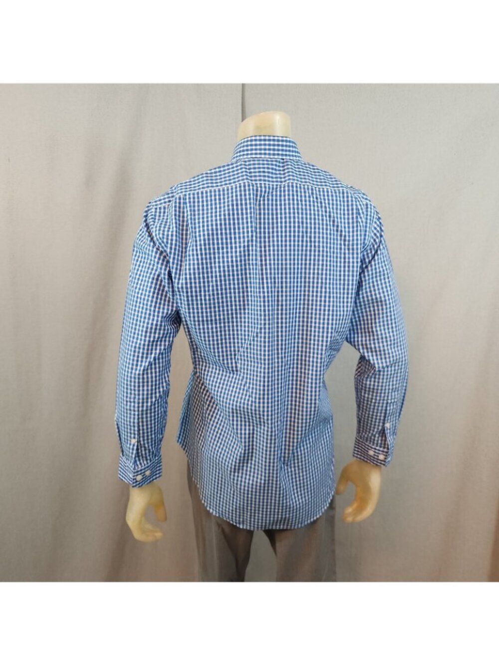 Esquire Blue Check Slim LongSlv Spread Collar Button Down Dress Shirt 16 / 32-33 - Picture 5 of 7